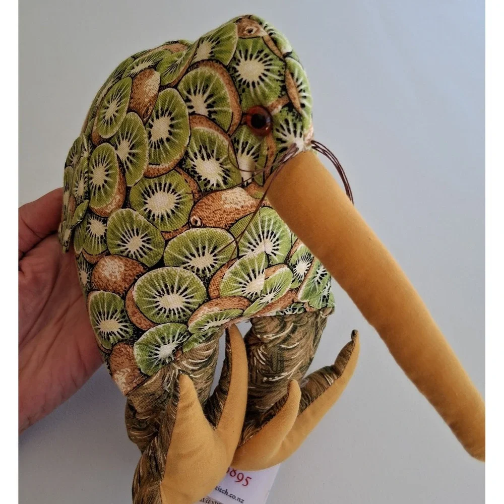 Vintage Fantail Crafts NZ Kiwi Bird Fabric Plush with Birth Certificate